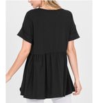 Women’s Black Elbow Sleeve Peplum Top 2XL Size 2X Photo 4