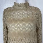 Free People Size XS Simone Crochet Lace Mock Neck Bell Sleeve Mini Shift Dress Photo 4