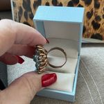 ✨Elegant Vintage Gold and Blue/Green Pearl Adj Cocktail Ring✨Preloved GORGEOUS Photo 3