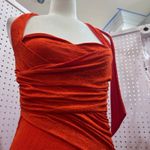 ZARA  Orange Floral Ruched Halter Neck Midi Dress Photo 6