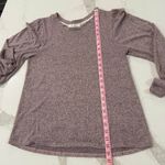 Kiki Long Puff Sleeve Pullover Crewneck Sweater Women's Medium Heathered Purple Photo 4