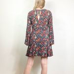American Eagle  Black Floral Flared Bell Sleeve Mini Dress Photo 1