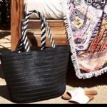 Rachel Zoe  Box of Style Black Straw Tote Bag NWT Photo 0