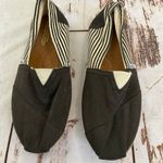 Toms NWOT  DISTRESSED BLACK AND CREAM STRIPPED ESPADRILLE STYLE SLIP ON SHOES Photo 1