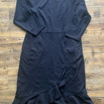 J.Jill Womens Navy Blue Ponte Jersey Dress Ruffle Wrap Skirt Knee Length Sz S Photo 0