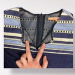 Vilagallo Vediana Blue Striped Jacquard‎ Mini Dress Size 8 Boho Embroidered Photo 5