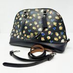 Coach Tea Rose Black Blue Floral Sierra Satchel Top Handle Doctor Crossbody Bag Photo 1