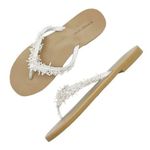 Newport News White Beaded Flip Flops Tropical Coastal Thong Sandals Size 10 Photo 15