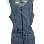 REWASH Denim Sleeveless Zip-Up Vest Dress With Belt By  Peace Love Eco L Photo 0