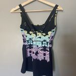 Athleta  Hilo Shoreside Black Paisley Tankini Top Size Medium T Swim Built In Bra Photo 1