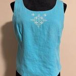 Jessica Howard EUC Blue and White Star Embroidered Fully Lined Tank Size 10 Photo 0