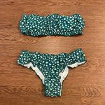 SheIn Kelly Green Two Piece Floral Cheeky & Strapless Top Swimsuit Size S Photo 0