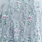 Ivy City Co Lilac/Gray Floral Beaded Ruffled Swiss Dot Maxi Tulle Dress. Purple Size 1X Photo 2