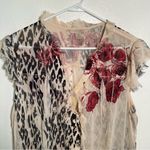 Jonathan Martin Button Down Blouse Beige Animal Print Floral 2X Photo 3