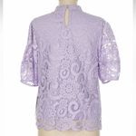 Nanette Lepore  Chic Lilac Lavender Floral Lace Puff Sleeve Blouse Size M NWT Photo 3
