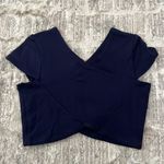 Rolla Coster  | Navy Blue Criss Cross Crop Top Cap Sleeves Small Photo 1