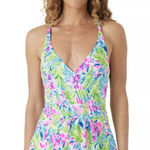 Stella Parker Women's Hem Wrap Swim Dress Tummy Toner Multi Waterlilly Size XL Pink Photo 0