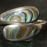 Sterling Silver ABALONE Bypass Ring - Jeweler Adjustable Photo 4