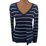 Banana Republic  linen blend navy slouchy sweater with white stripes size XS Photo 12