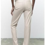 ZARA  Faux Leather Super High Rise Slim Flare Pants Slit Size 2 34 Long Beige Photo 3