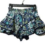 Aerie Floral Crochet Lace Ruffle Skort Cotton Elastic Batik Blue Aqua NWT - XS Photo 0
