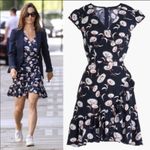 J.Crew  mercantile navy floral ruffle wrap dress Photo 2
