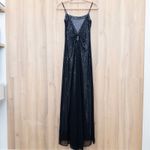 Y2K Blondie Nites Sequin Mesh Spaghetti Strap Maxi Dress Sz XS Black Party Glam Photo 4
