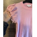 THML Women S Top Tee Shirt Blouse Flutter Raw Hem Sleeve Barbie Pink Preppy Knit Photo 2