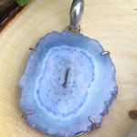 Blue solar quartz silver pendant Blue Photo 0