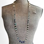 Beaded Necklace Earrings Set Glass Crystals Pearls Formal Elegant Statement Gift White Photo 0