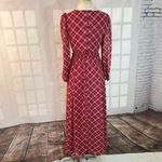 Gal Meets Glam Robyn maroon plaid long sleeve maxi dress size 0 Photo 7