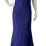 Betsy and Adam  Women 6 Blue Lace High Neck Key Hole Back Mermaid Gown HOCO Dress Photo 0
