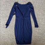 Lulu's Mini Dress Women's Sz S Navy Blue Long Sleeve Tie Back Photo 1