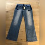 NEW Flamingals Low Rise Cargo Wide Leg Drawstring Flap Pocket Y2K Flare Pants 2X Blue Photo 3