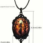 Vintage Gothic Halloween Pendant Witch Pendant Necklace Black Photo 1