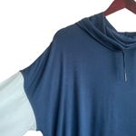 Gaiam Women Yoga Hoodie Top M Blue Color Block Soft Stretch Lounge Activewear Photo 5