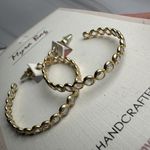 Myra Bags  Handcrafted Gold Tone Clear Crystal Pierced Hoop Earrings Moonshine Photo 7