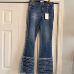 Nana Macs Mid Rise Frayed Hem Cello Flare Jeans Size 3 Photo 2