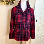 Levi's Levi’s Women’s Plaid Cabin Cinch Waist Jacket Red Black Size Small 💛 Photo 15