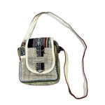 Boho Hippie Patchwork Crossbody Bag Hemp Cotton Tribal Striped Ethnic Festival Tan Photo 0