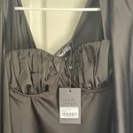 Satin Black Balloon Sleeve Sweetheart Mini Dress Size 8 Photo 2