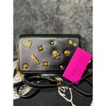 Betsey Johnson Black Leather Skull Stud Crossbody Bag Gold Accents Photo 1