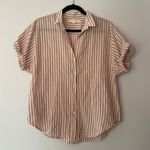 Xirena Channing Shirt Pink Cream Stripe Button Down Blouse Short Sleeve Small Photo 1