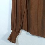 Blu Pepper Brown Boho Embroidered Bishop Sleeve Top Size S Photo 4
