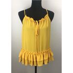 Ro & De  Yellow Gold Spaghetti Strap Ruffled Tiered Sheer Camisole Medium‎ Photo 4