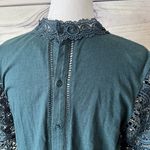 Anthropologie James Coviello Green Teal Crochet Lace Blouse Photo 6