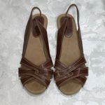Mountain Sole Women’s Brown 3” Wedge Strappy Sling Back Open Toe Sandals 9.5 Photo 1