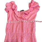 ZARA Women's XS Pink Ruffle Smocked Bodice Mini Dress Bubble Sleeve Photo 2