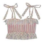 Dolls Kill  Sugar Thrillz Hold Your Applause Ruffled Crop Top Pink Polka Dots Sz S Photo 5