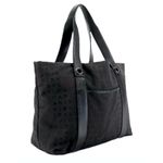 BVLGARI BULGARI "LOGO MANIA" BLACK SIGNATURE PRINT CANVAS TOTE BAG WITH LEATHER TRIM Photo 2